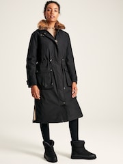 Joules Wilcote Black Waterproof Padded Raincoat - Image 1 of 9