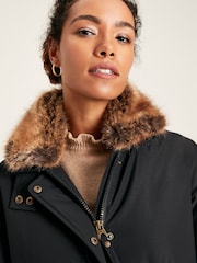 Joules Wilcote Black Waterproof Padded Raincoat - Image 3 of 9
