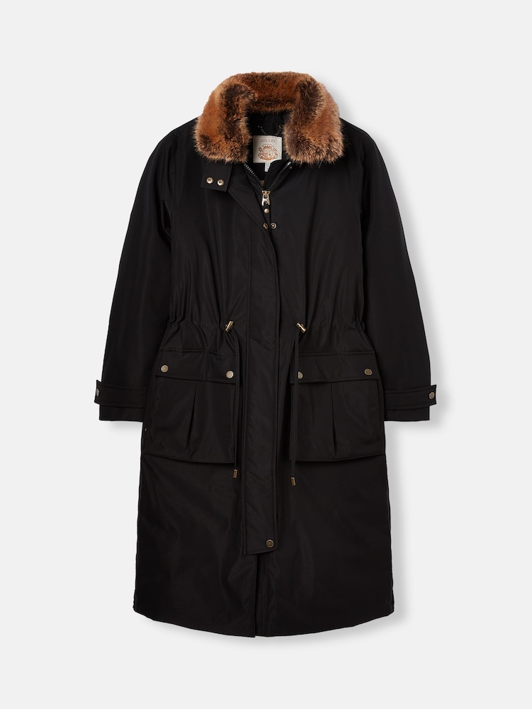 Joules Wilcote Black Waterproof Padded Raincoat - Image 9 of 9