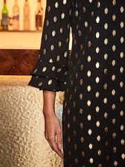 Sosandar Black Fleck Print Keyhole Detail Shift Dress - Image 5 of 5