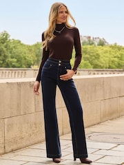 Sosandar Blue Contour Waist Wide Leg Jeans - Image 1 of 9