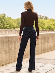 Sosandar Blue Contour Waist Wide Leg Jeans - Image 5 of 9