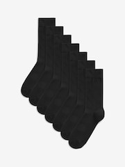 Black 7 Pack Mens Cotton Rich Black Socks - Image 1 of 2
