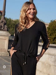 Sosandar Black Side Stripe Jumper - Image 5 of 5