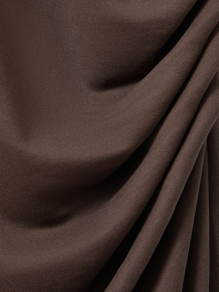 Reiss Mocha Lola Ruched Jersey Bodycon Midi Dress - Image 7 of 7