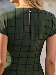 Sosandar Green Check Print Cowl Neck Dress - Image 5 of 5