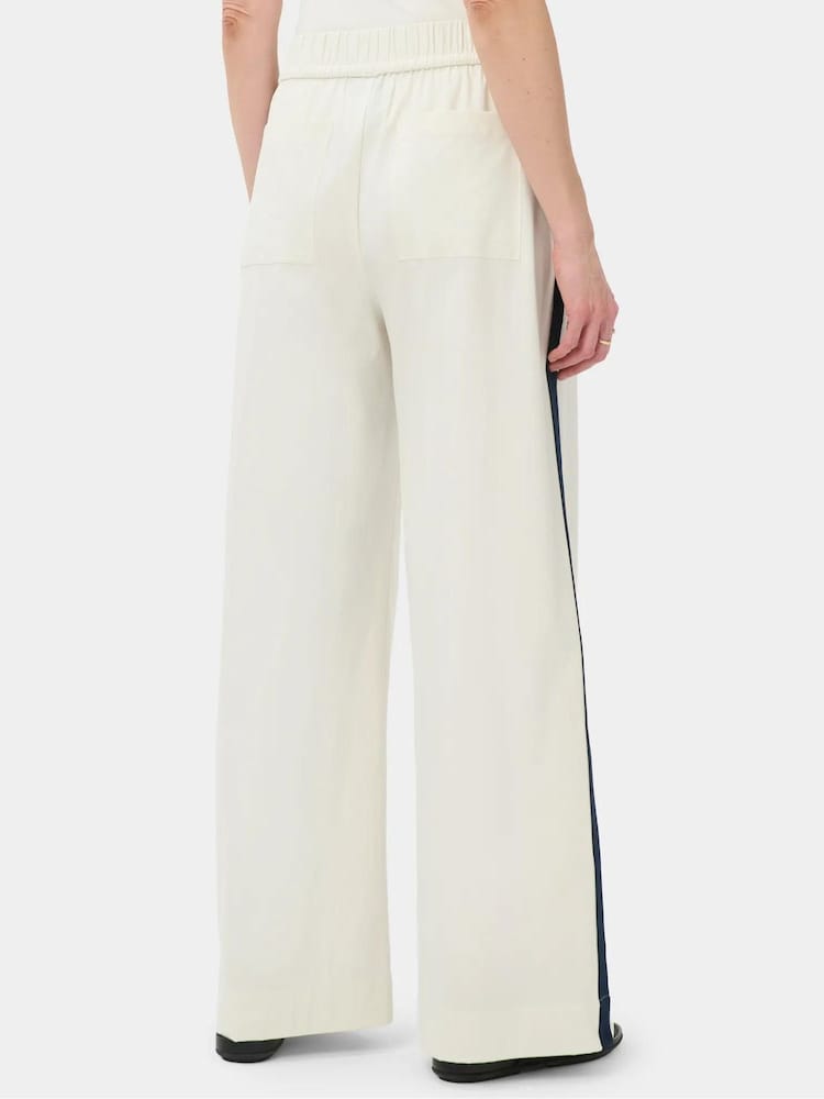 Sweaty Betty White Summer City Wide Leg Regular Trousers with Side Stripe - Image 2 of 6
