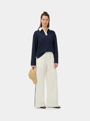 Sweaty Betty White Summer City Wide Leg Regular Trousers with Side Stripe - Image 4 of 6