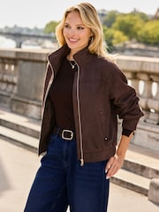Sosandar Veste à col cheminée zippée en faux daim - Image 4 de 5