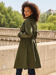 Sosandar Green Cinched Waist Trench Coat - Image 2 of 5