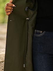 Sosandar Green Cinched Waist Trench Coat - Image 4 of 5