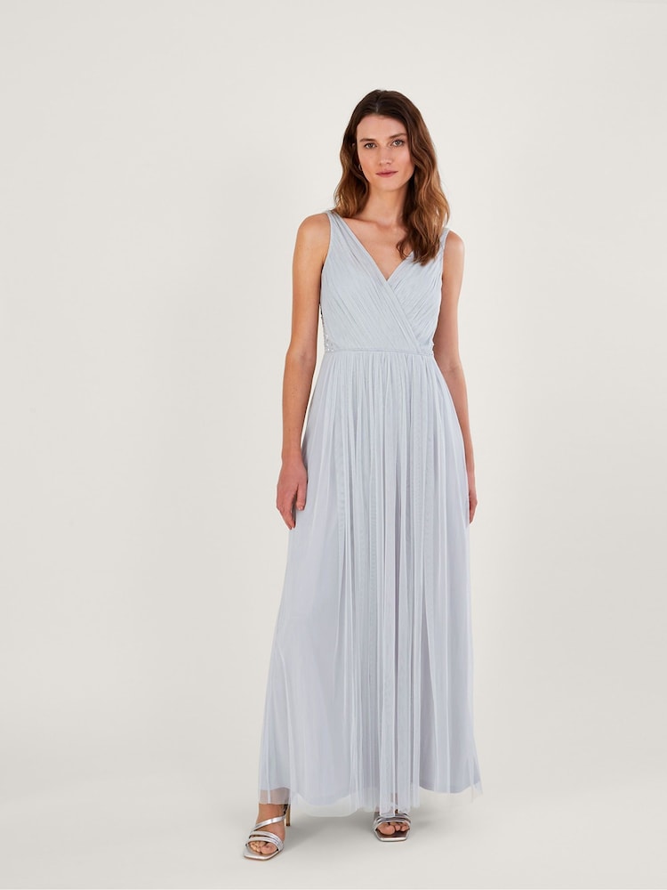 Monsoon Silver Anne Sustainable Mesh Maxi Dress - Image 1 of 4