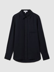 Reiss Indigo Belle 100% Linen Button-Through Shirt - Image 2 of 7