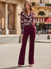 Sosandar Red Petite Kick Flare Trousers - Image 1 of 4