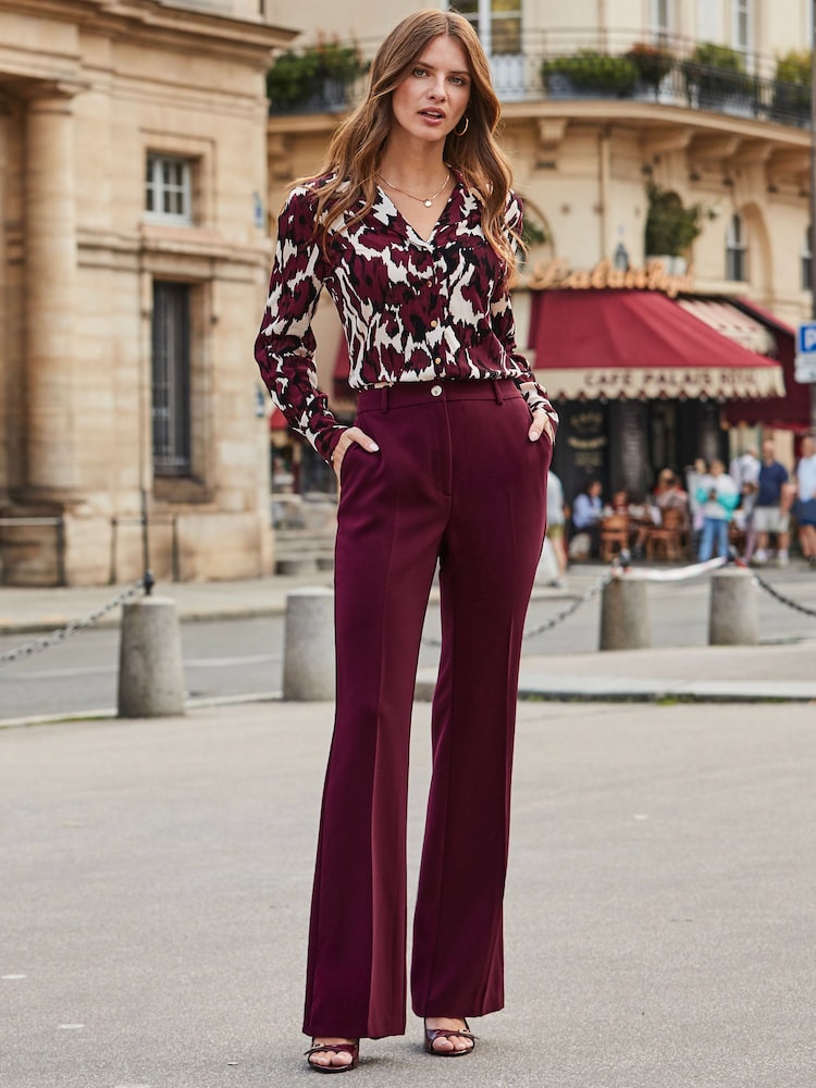 Sosandar Red Petite Kick Flare Trousers - Image 4 of 4 Sosandar Red Petite Kick Flare Trousers - Image 4 of 4