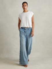 Reiss Ivory Jessie Elasticated Hem Raglan Sleeve Top - Image 4 of 6