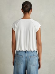 Reiss Ivory Jessie Elasticated Hem Raglan Sleeve Top - Image 5 of 6