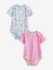 Harry Bear Pink Animal Print Baby 100% Cotton Bodysuits 2 Pack - Image 1 of 6