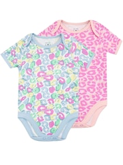 Harry Bear Pink Animal Print Baby 100% Cotton Bodysuits 2 Pack - Image 2 of 6