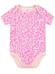 Harry Bear Pink Animal Print Baby 100% Cotton Bodysuits 2 Pack - Image 4 of 6