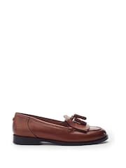 Moda in Pelle Tan Brown Florana Flat Tassel Loafers - Image 1 of 5