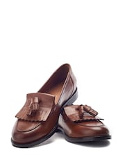 Moda in Pelle Tan Brown Florana Flat Tassel Loafers - Image 3 of 5