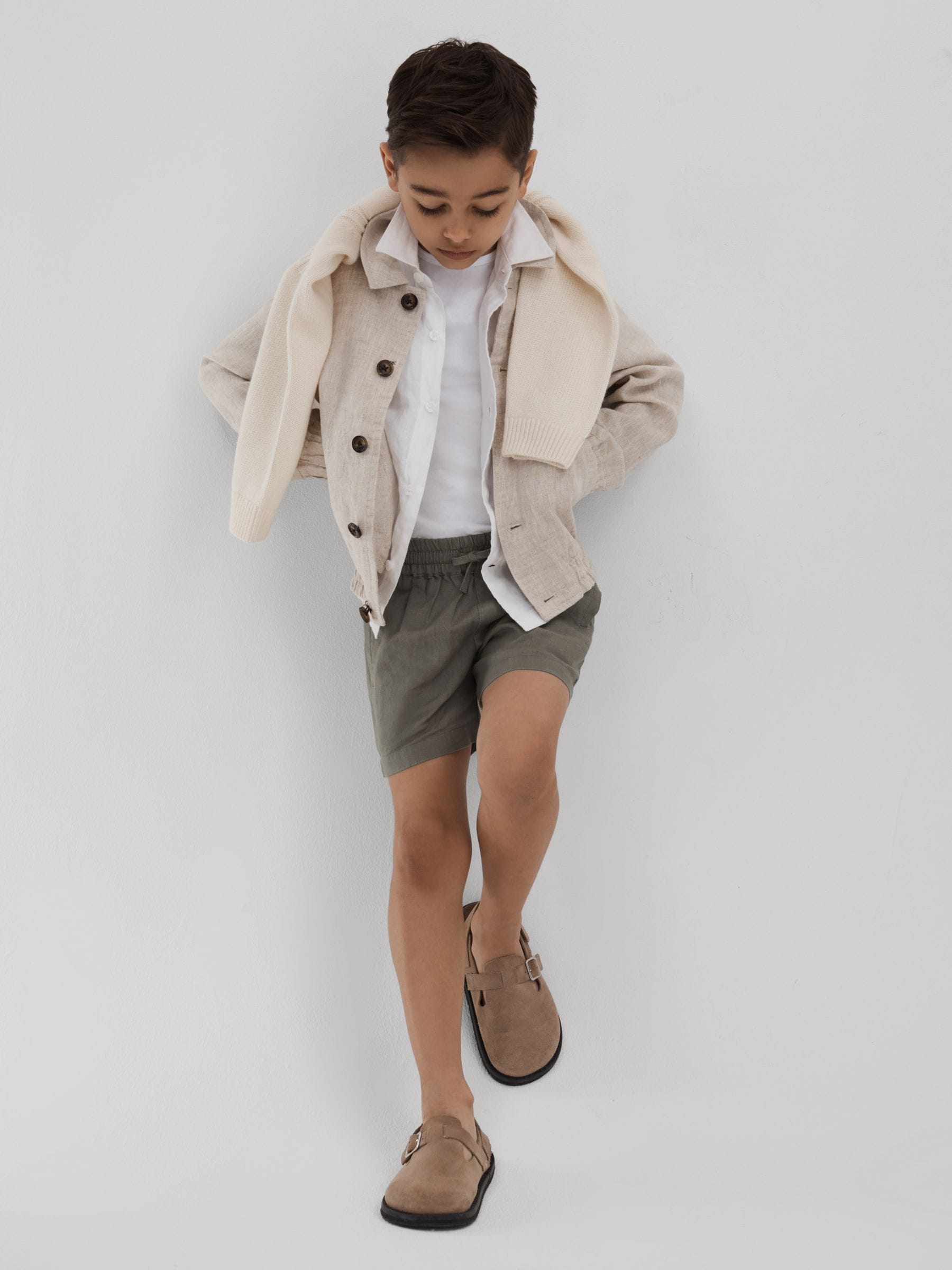 Reiss Khaki 3-9 Yrs Linen Drawstring Shorts