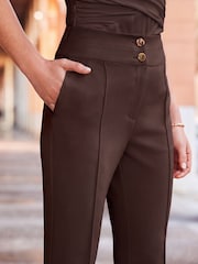 Sosandar Brown Petite Contour Waist Kick Flare Trousers - Image 3 of 4