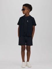 Reiss Navy Acen 3-9 yrs Linen Drawstring Shorts - Image 1 of 4