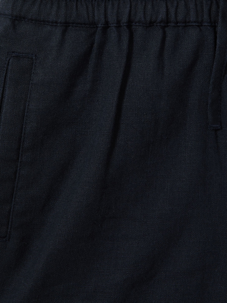 Reiss Navy Acen 3-9 yrs Linen Drawstring Shorts - Image 4 of 4
