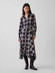 Gap Black Plaid Maxi Shirt Dress - Image 1 of 4