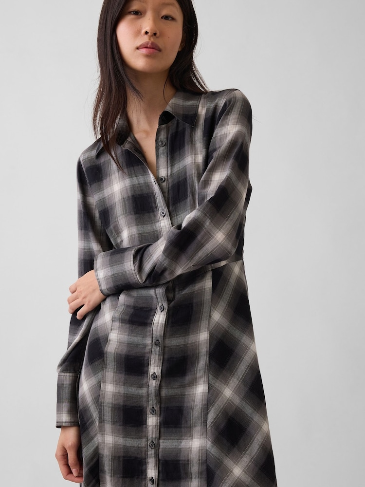 Gap Black Plaid Maxi Shirt Dress - Image 4 of 4 Gap Black Plaid Maxi Shirt Dress - Image 4 of 4