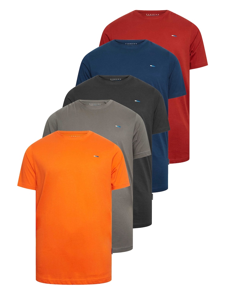 BadRhino Big & Tall Black 100% Cotton Short Sleeve T-Shirts 5 Pack - Image 2 of 7 BadRhino Big & Tall Black 100% Cotton Short Sleeve T-Shirts 5 Pack - Image 2 of 7