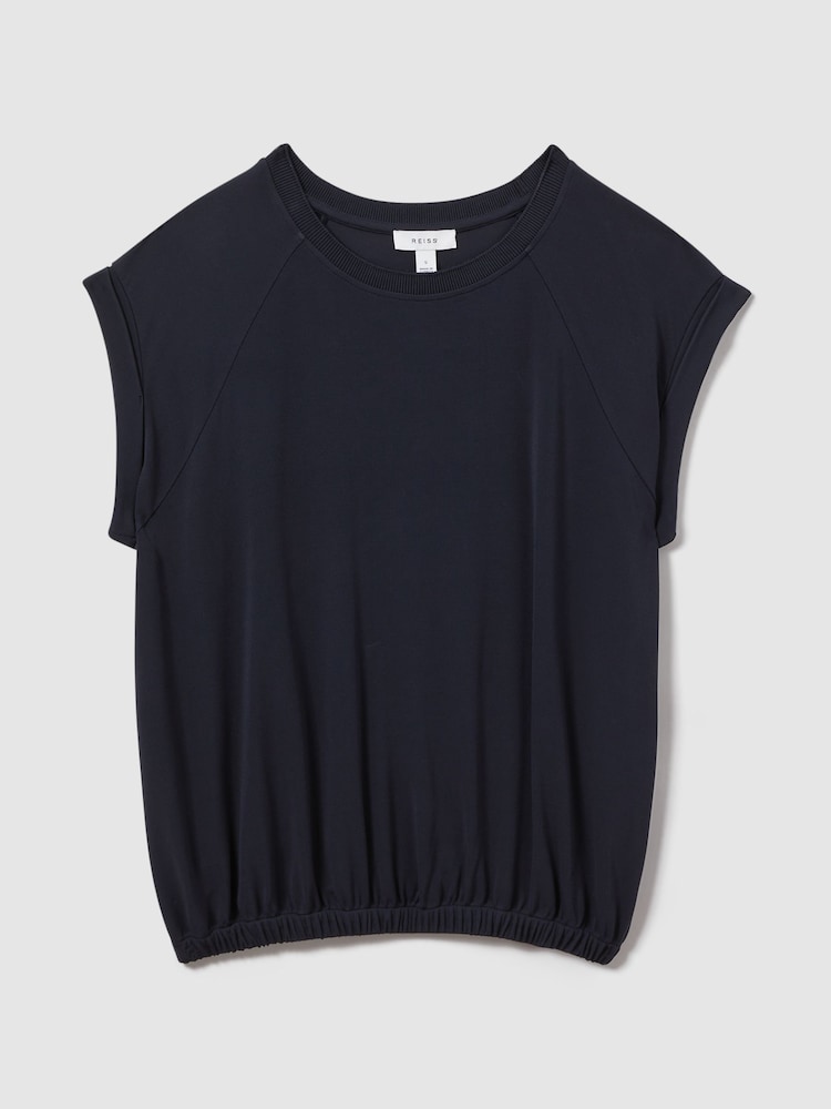 Reiss Navy Jessie Elasticated Hem Raglan Sleeve Top - Image 2 of 6 Reiss Navy Jessie Elasticated Hem Raglan Sleeve Top - Image 2 of 6