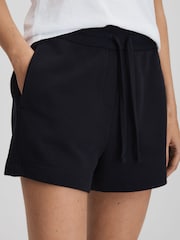 Reiss Navy Cody Cotton Blend Drawstring Shorts - Image 1 of 5