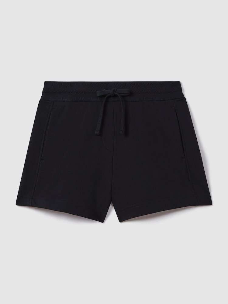 Reiss Navy Cody Cotton Blend Drawstring Shorts - Image 2 of 5