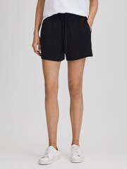 Reiss Navy Cody Cotton Blend Drawstring Shorts - Image 5 of 5