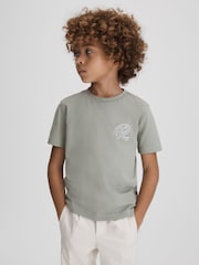Reiss Pistachio Jude Junior Cotton Crew Neck T-Shirt - Image 1 of 6