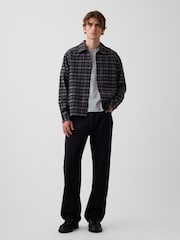 Gap Black/Grey Check Relaxed Straight-Hem Flannel Shirt - Image 3 of 4