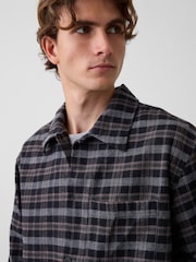 Gap Black/Grey Check Relaxed Straight-Hem Flannel Shirt - Image 4 of 4