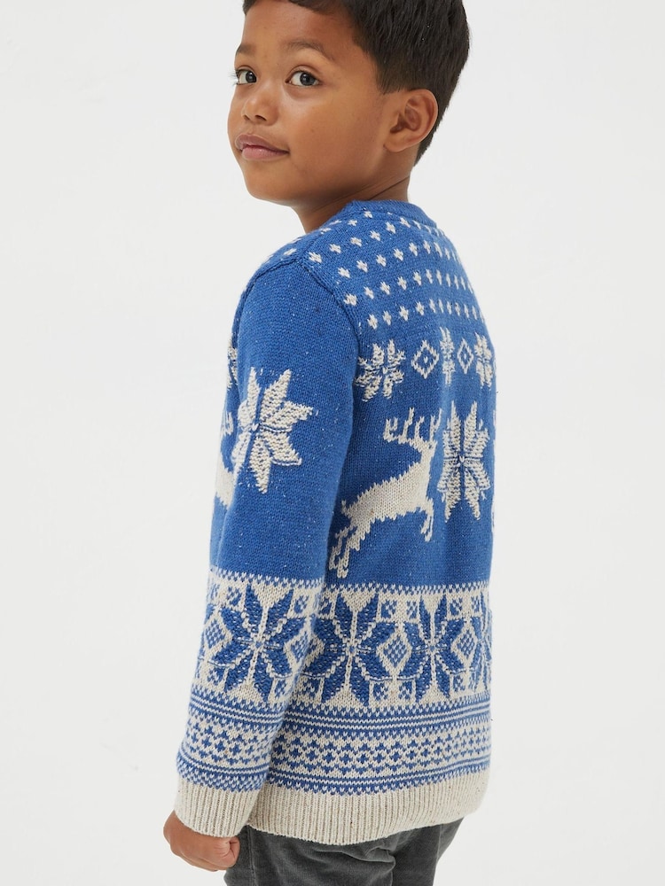 FatFace Blue Family Deer Crew Jumper - Image 2 of 4