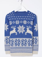 FatFace Blue Family Deer Crew Jumper - Image 3 of 4
