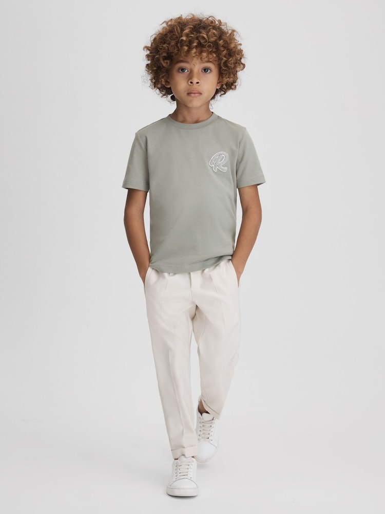 Reiss Pistachio Jude Senior Cotton Crew Neck T-Shirt - Image 1 of 6