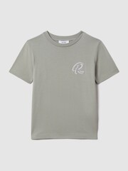 Reiss Pistachio Jude Senior Cotton Crew Neck T-Shirt - Image 2 of 6