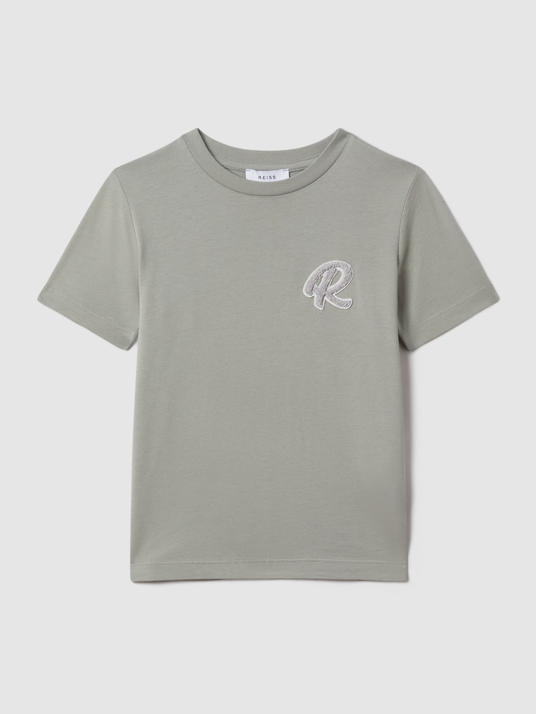 Reiss Pistachio Jude Senior Cotton Crew Neck T-Shirt - Image 2 of 6
