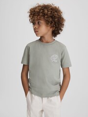 Reiss Pistachio Jude Senior Cotton Crew Neck T-Shirt - Image 3 of 6