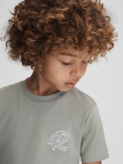 Reiss Pistachio Jude Senior Cotton Crew Neck T-Shirt - Image 4 of 6