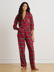 Lauren Ralph Lauren Red Brushed Cotton Pyjamas Set - Image 1 of 4