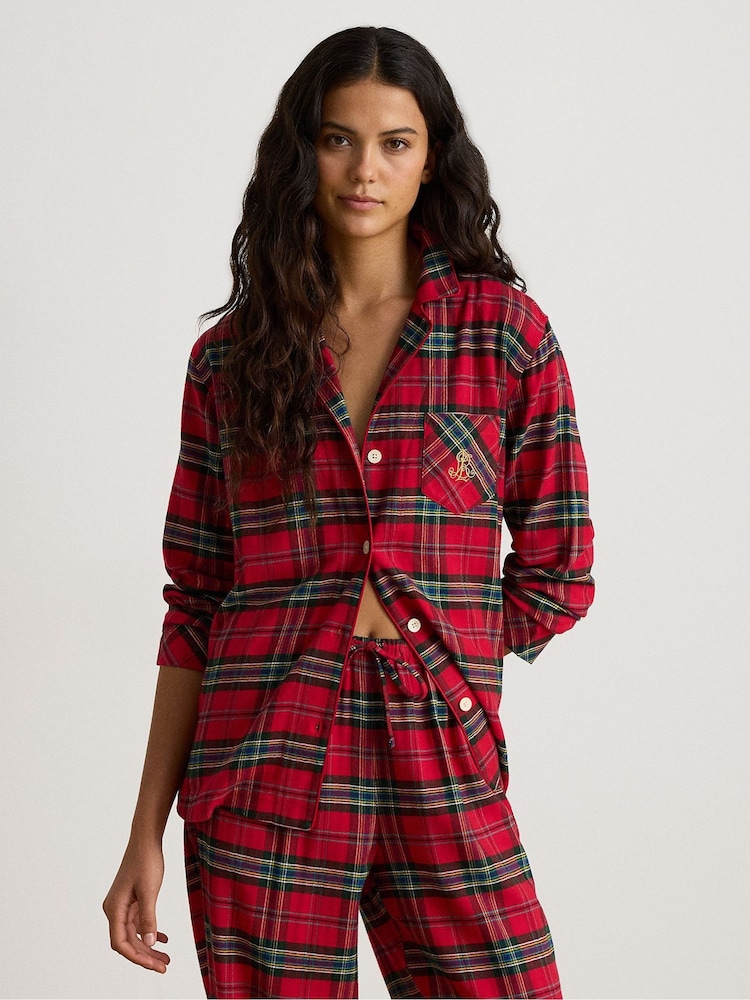 Lauren Ralph Lauren Red Brushed Cotton Pyjamas Set - Image 2 of 4 Lauren Ralph Lauren Red Brushed Cotton Pyjamas Set - Image 2 of 4