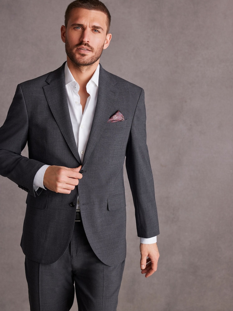 Grey Regular Fit Signature Italian Fabric Suit Jacket - Image 1 of 10